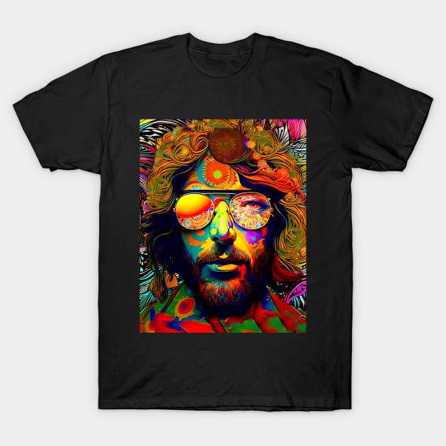 Hippie Dippie: Happy 420 Day, Stay Trippy Hippie on a Dark Background T-Shirt by Puff Sumo